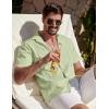 imageCOOFANDY Mens Cuban Guayabera Shirt Summer Beach Vacation Shirt Casual Short Sleeve Button Down Resort WearSea Foam