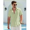 imageCOOFANDY Mens Cuban Guayabera Shirt Summer Beach Vacation Shirt Casual Short Sleeve Button Down Resort WearSea Foam