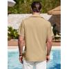 imageCOOFANDY Mens Cuban Guayabera Shirt Summer Beach Vacation Shirt Casual Short Sleeve Button Down Resort WearSesame