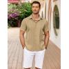 imageCOOFANDY Mens Cuban Guayabera Shirt Summer Beach Vacation Shirt Casual Short Sleeve Button Down Resort WearSesame