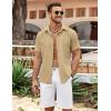 imageCOOFANDY Mens Cuban Guayabera Shirt Summer Beach Vacation Shirt Casual Short Sleeve Button Down Resort WearSesame