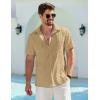 imageCOOFANDY Mens Cuban Guayabera Shirt Summer Beach Vacation Shirt Casual Short Sleeve Button Down Resort WearSesame