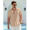 imageCOOFANDY Mens Cuban Guayabera Shirt Summer Beach Vacation Shirt Casual Short Sleeve Button Down Resort WearShortbread