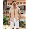 imageCOOFANDY Mens Cuban Guayabera Shirt Summer Beach Vacation Shirt Casual Short Sleeve Button Down Resort WearShortbread