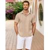 imageCOOFANDY Mens Cuban Guayabera Shirt Summer Beach Vacation Shirt Casual Short Sleeve Button Down Resort WearShortbread
