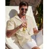 imageCOOFANDY Mens Cuban Guayabera Shirt Summer Beach Vacation Shirt Casual Short Sleeve Button Down Resort WearVanilla Ice