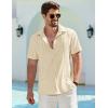 imageCOOFANDY Mens Cuban Guayabera Shirt Summer Beach Vacation Shirt Casual Short Sleeve Button Down Resort WearVanilla Ice