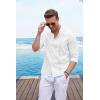 imageCOOFANDY Mens Cuban Guayabera Shirts Casual Long Sleeve Button Down Shirts Band Collar Linen Summer Beach ShirtsAwhite