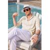 imageCOOFANDY Mens Cuban Guayabera Shirts Casual Long Sleeve Button Down Shirts Band Collar Linen Summer Beach ShirtsBeige