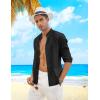 imageCOOFANDY Mens Cuban Guayabera Shirts Casual Long Sleeve Button Down Shirts Band Collar Linen Summer Beach ShirtsBlack