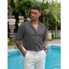 imageCOOFANDY Mens Cuban Guayabera Shirts Casual Long Sleeve Button Down Shirts Band Collar Linen Summer Beach ShirtsDark Grey