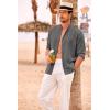 imageCOOFANDY Mens Cuban Guayabera Shirts Casual Long Sleeve Button Down Shirts Band Collar Linen Summer Beach ShirtsDark Grey