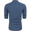 imageCOOFANDY Mens Cuban Guayabera Shirts Casual Long Sleeve Button Down Shirts Band Collar Linen Summer Beach ShirtsDenim Blue