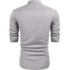 imageCOOFANDY Mens Cuban Guayabera Shirts Casual Long Sleeve Button Down Shirts Band Collar Linen Summer Beach ShirtsGrey