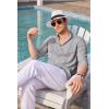 imageCOOFANDY Mens Cuban Guayabera Shirts Casual Long Sleeve Button Down Shirts Band Collar Linen Summer Beach ShirtsGrey