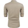 imageCOOFANDY Mens Cuban Guayabera Shirts Casual Long Sleeve Button Down Shirts Band Collar Linen Summer Beach ShirtsKhaki
