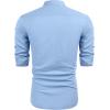 imageCOOFANDY Mens Cuban Guayabera Shirts Casual Long Sleeve Button Down Shirts Band Collar Linen Summer Beach ShirtsLight Blue