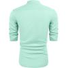 imageCOOFANDY Mens Cuban Guayabera Shirts Casual Long Sleeve Button Down Shirts Band Collar Linen Summer Beach ShirtsLight Green