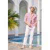 imageCOOFANDY Mens Cuban Guayabera Shirts Casual Long Sleeve Button Down Shirts Band Collar Linen Summer Beach ShirtsLight Pink