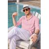imageCOOFANDY Mens Cuban Guayabera Shirts Casual Long Sleeve Button Down Shirts Band Collar Linen Summer Beach ShirtsLight Pink