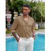 imageCOOFANDY Mens Cuban Guayabera Shirts Casual Long Sleeve Button Down Shirts Band Collar Linen Summer Beach ShirtsLight Tan