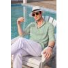 imageCOOFANDY Mens Cuban Guayabera Shirts Casual Long Sleeve Button Down Shirts Band Collar Linen Summer Beach ShirtsMint Green