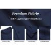 imageCOOFANDY Mens Cuban Guayabera Shirts Casual Long Sleeve Button Down Shirts Band Collar Linen Summer Beach ShirtsNavy Blue