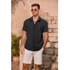 imageCOOFANDY Mens Cuban Guayabera Summer Beach Short Sleeve Casual Vacation Wedding ShirtAblack