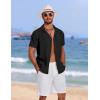 imageCOOFANDY Mens Cuban Guayabera Summer Beach Short Sleeve Casual Vacation Wedding ShirtAblack