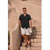 imageCOOFANDY Mens Cuban Guayabera Summer Beach Short Sleeve Casual Vacation Wedding ShirtAblack