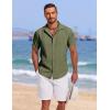 imageCOOFANDY Mens Cuban Guayabera Summer Beach Short Sleeve Casual Vacation Wedding ShirtArmy Green