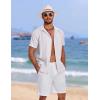 imageCOOFANDY Mens Cuban Guayabera Summer Beach Short Sleeve Casual Vacation Wedding ShirtAwhite