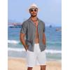 imageCOOFANDY Mens Cuban Guayabera Summer Beach Short Sleeve Casual Vacation Wedding ShirtDark Gray