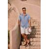 imageCOOFANDY Mens Cuban Guayabera Summer Beach Short Sleeve Casual Vacation Wedding ShirtGreyblue