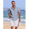 imageCOOFANDY Mens Cuban Guayabera Summer Beach Short Sleeve Casual Vacation Wedding ShirtGreyblue
