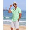 imageCOOFANDY Mens Cuban Guayabera Summer Beach Short Sleeve Casual Vacation Wedding ShirtIce Green
