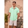 imageCOOFANDY Mens Cuban Guayabera Summer Beach Short Sleeve Casual Vacation Wedding ShirtIce Green