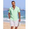imageCOOFANDY Mens Cuban Guayabera Summer Beach Short Sleeve Casual Vacation Wedding ShirtIce Green
