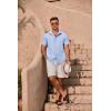 imageCOOFANDY Mens Cuban Guayabera Summer Beach Short Sleeve Casual Vacation Wedding ShirtLight Blue