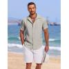 imageCOOFANDY Mens Cuban Guayabera Summer Beach Short Sleeve Casual Vacation Wedding ShirtLight Gray