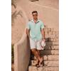 imageCOOFANDY Mens Cuban Guayabera Summer Beach Short Sleeve Casual Vacation Wedding ShirtLight Green
