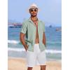imageCOOFANDY Mens Cuban Guayabera Summer Beach Short Sleeve Casual Vacation Wedding ShirtLight Green