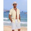 imageCOOFANDY Mens Cuban Guayabera Summer Beach Short Sleeve Casual Vacation Wedding ShirtLight Khaki