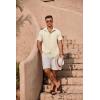 imageCOOFANDY Mens Cuban Guayabera Summer Beach Short Sleeve Casual Vacation Wedding ShirtLight Khaki