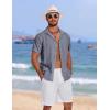 imageCOOFANDY Mens Cuban Guayabera Summer Beach Short Sleeve Casual Vacation Wedding ShirtNavy Blue