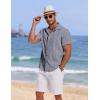 imageCOOFANDY Mens Cuban Guayabera Summer Beach Short Sleeve Casual Vacation Wedding ShirtNavy Blue
