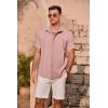 imageCOOFANDY Mens Cuban Guayabera Summer Beach Short Sleeve Casual Vacation Wedding ShirtPink