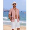 imageCOOFANDY Mens Cuban Guayabera Summer Beach Short Sleeve Casual Vacation Wedding ShirtPink