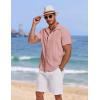 imageCOOFANDY Mens Cuban Guayabera Summer Beach Short Sleeve Casual Vacation Wedding ShirtPink