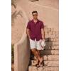 imageCOOFANDY Mens Cuban Guayabera Summer Beach Short Sleeve Casual Vacation Wedding ShirtWine Red